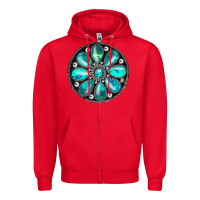 Red turquoise gemstone Zipper Hoodie - JahusDesignShop