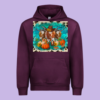 Fall Longhorn Cows Urban Hoodie Designed By Ranaportraitstore