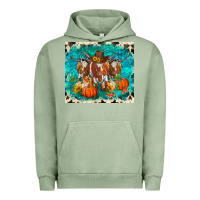 Pigment Oil Green fall longhorn cows Urban Hoodie - RanaPortraitStore