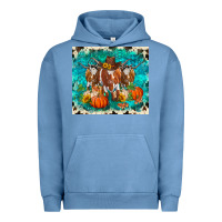 Pigment Pebble Blue fall longhorn cows Urban Hoodie - RanaPortraitStore
