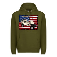 Army Green golf cart american flag Premium Hoodie - Artiststas