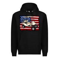 Black golf cart american flag Premium Hoodie - Artiststas