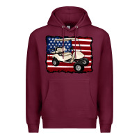 Burgundy golf cart american flag Premium Hoodie - Artiststas