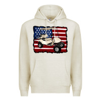 Oatmeal Heather golf cart american flag Premium Hoodie - Artiststas