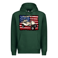 Sports Green golf cart american flag Premium Hoodie - Artiststas