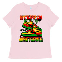 Bubblegum Pink steppin' into juneteenth Ladies Tee - FaDigitalArtStudio