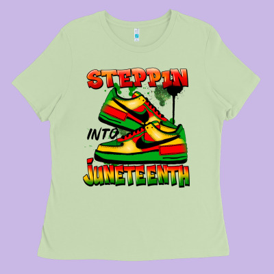 Steppin' Into Juneteenth Ladies Tee Designed By Fadigitalartstudio
