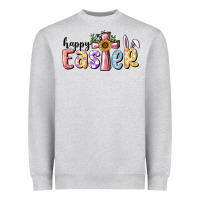 Heather Grey Happy Easter With Cross Heavyweight Sweatshirt - RanaPortraitStore