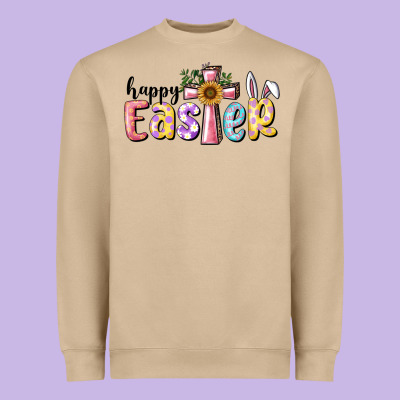 Happy Easter With Cross Heavyweight Sweatshirt Designed By Ranaportraitstore