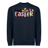 Navy Happy Easter With Cross Heavyweight Sweatshirt - RanaPortraitStore
