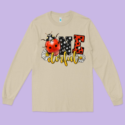 Onederful Wonderful Ladybug Long Sleeve Tee Designed By Lillyallendesigns