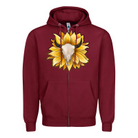 Burgundy sunflower bull skull Zipper Hoodie - JahusDesignShop