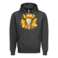 Charcoal Heather sunflower bull skull Zipper Hoodie - JahusDesignShop