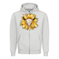Dove Grey sunflower bull skull Zipper Hoodie - JahusDesignShop