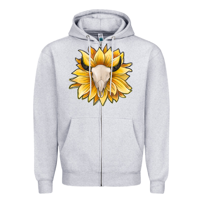 Sunflower Bull Skull Zipper Hoodie by JahusDesignShop | Teevron
