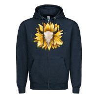 Navy sunflower bull skull Zipper Hoodie - JahusDesignShop
