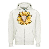 Oatmeal Heather sunflower bull skull Zipper Hoodie - JahusDesignShop