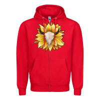 Red sunflower bull skull Zipper Hoodie - JahusDesignShop