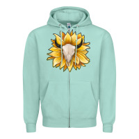 Seafoam sunflower bull skull Zipper Hoodie - JahusDesignShop
