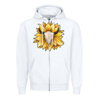 White sunflower bull skull Zipper Hoodie - JahusDesignShop