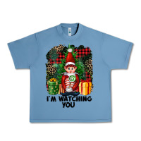 Pebble Blue I'm Watching You Elf Urban Heavy Tee - FaDigitalArtStudio