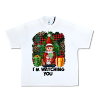 White I'm Watching You Elf Urban Heavy Tee - FaDigitalArtStudio