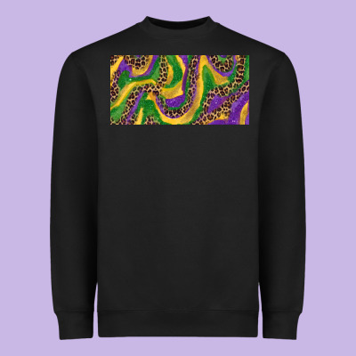 Mardi Gras Colors With Leopard Heavyweight Sweatshirt Designed By Ranaportraitstore