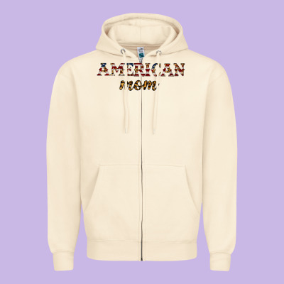 American Mom Zipper Hoodie Designed By Jahusdesignshop