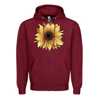 Burgundy watercolor sunflower Zipper Hoodie - JahusDesignShop
