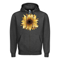 Charcoal Heather watercolor sunflower Zipper Hoodie - JahusDesignShop