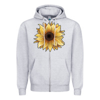 Heather Grey watercolor sunflower Zipper Hoodie - JahusDesignShop