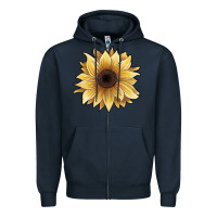Navy watercolor sunflower Zipper Hoodie - JahusDesignShop