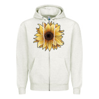 Oatmeal Heather watercolor sunflower Zipper Hoodie - JahusDesignShop
