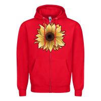 Red watercolor sunflower Zipper Hoodie - JahusDesignShop