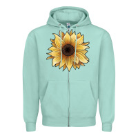 Seafoam watercolor sunflower Zipper Hoodie - JahusDesignShop
