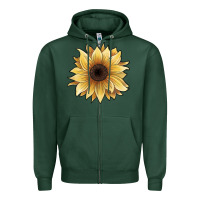 Sports Green watercolor sunflower Zipper Hoodie - JahusDesignShop
