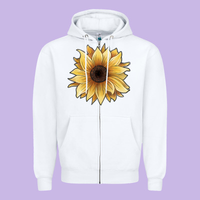 Watercolor Sunflower Zipper Hoodie Designed By Jahusdesignshop
