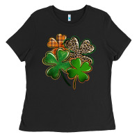 Black leopard shamrock Ladies Tee - FaDigitalArtStudio