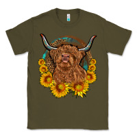 Army Green cow sunflower leopard Classic Tee - OliviaCreatesArt