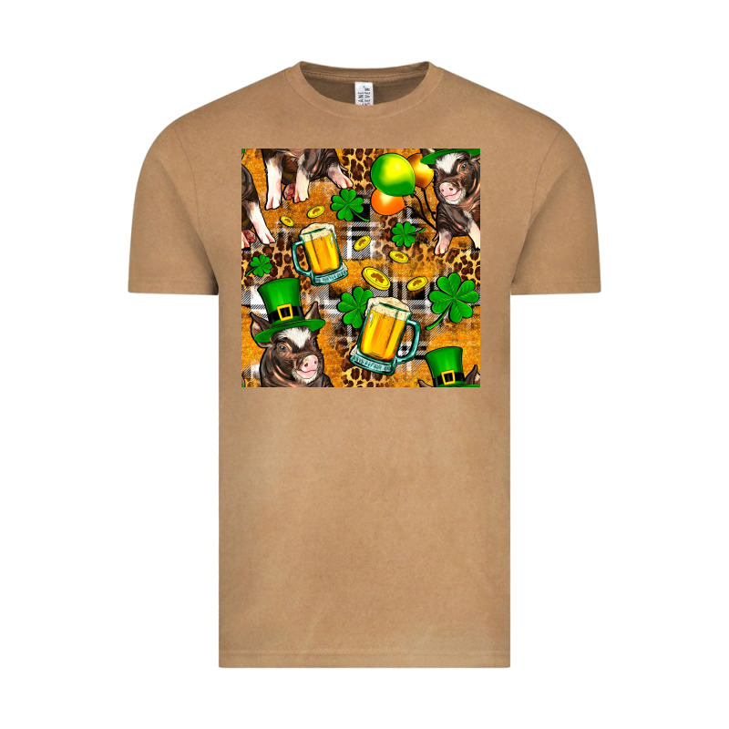 St. Patrick's Day Pig With Beer And Shamrock Seamless Vintage Tee by FaDigitalArtStudio | Teevron
