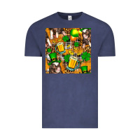 Vintage Denim St. Patrick's Day Pig With Beer And Shamrock Seamless Vintage Tee - FaDigitalArtStudio