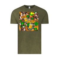 Vintage Olive St. Patrick's Day Pig With Beer And Shamrock Seamless Vintage Tee - FaDigitalArtStudio