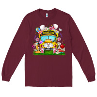 Burgundy Easter School Bus Long Sleeve Tee - CowhideDigitalArt