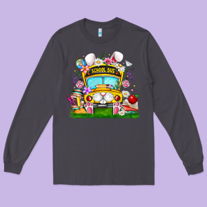 Easter School Bus Long Sleeve Tee Designed By Cowhidedigitalart