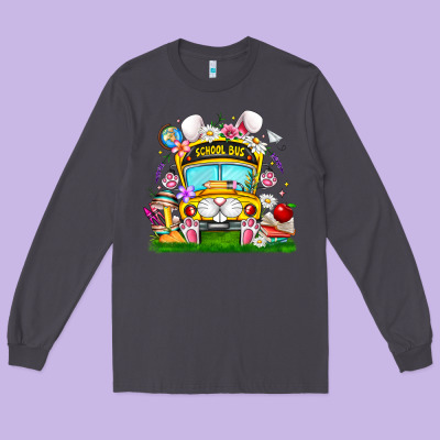 Easter School Bus Long Sleeve Tee Designed By Cowhidedigitalart