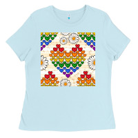 Baby Blue Pride lgbtq hearts and daisy seamless pattern Ladies Tee - BundleAndBundleShop
