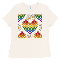Bone Pride lgbtq hearts and daisy seamless pattern Ladies Tee - BundleAndBundleShop