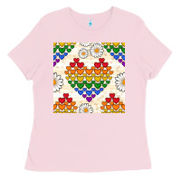 Bubblegum Pink Pride lgbtq hearts and daisy seamless pattern Ladies Tee - BundleAndBundleShop