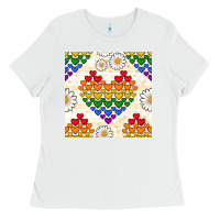 White Pride lgbtq hearts and daisy seamless pattern Ladies Tee - BundleAndBundleShop