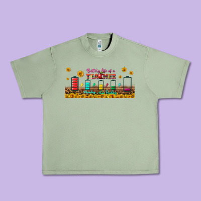 Battery Life Of A Teacher Libbey Glass Urban Heavy Tee Designed By Bundleandbundleshop